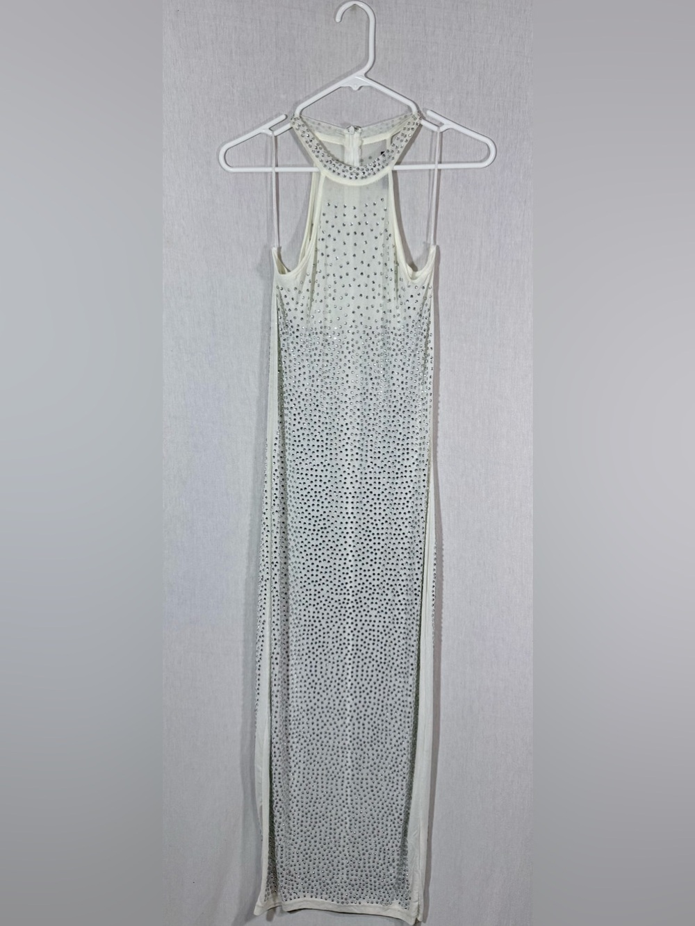 Banjour size M sheer rhinestone high neck bodycon Maxi Dress